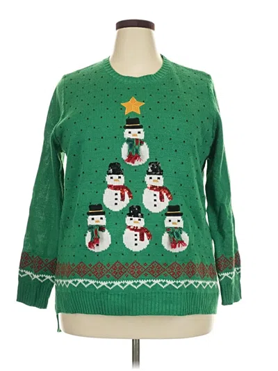 Pre-owned Holiday Time Pullover Sweater In Green