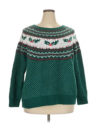 Pre-owned Holiday Time Pullover Sweater In Green