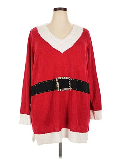 Pre-owned Holiday Time Pullover Sweater In Red