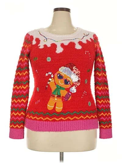 Pre-owned Holiday Time Pullover Sweater In Red