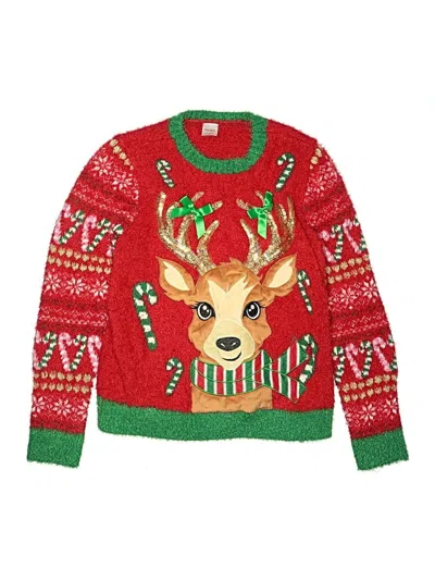 Pre-owned Holiday Time Kids' Pullover Sweater In Red