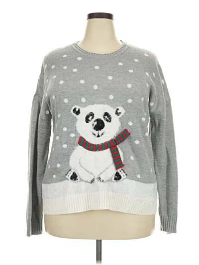 Pre-owned Holiday Time Pullover Sweater In Silver