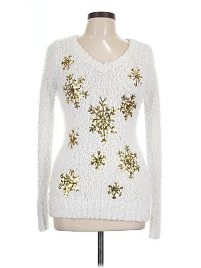 Pre-owned Holiday Time Pullover Sweater In White