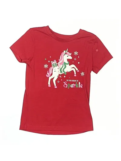 Pre-owned Holiday Time Kids' Short Sleeve Top Red Scoop Neck Tops