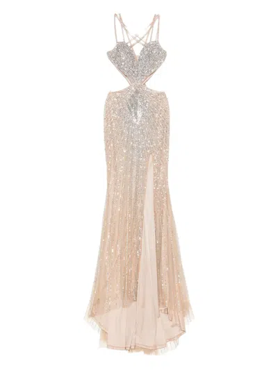 Holland & Holland Embellished Cut-out Maxi Dress In Neutral