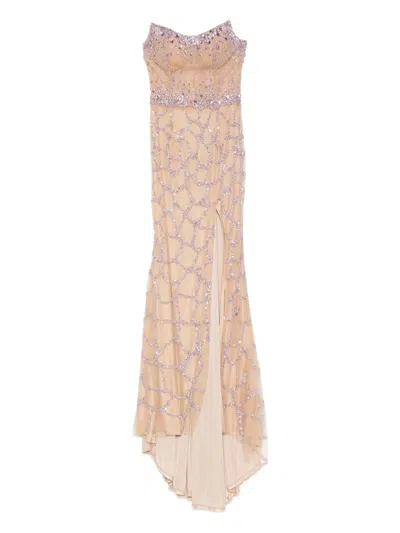 Holland & Holland Embellished Strapless Maxi Dress In Neutral