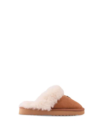 Holland Cooper Shearling Slippers, Size 4 In Multicolor