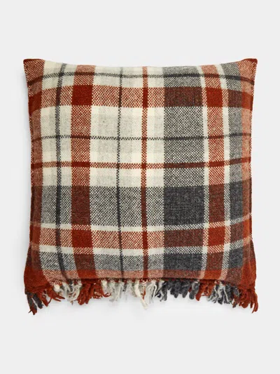 Hollie Ward Haleen Handwoven Shetland Wool Check Cushion  Abask Luxury Gift In Multi