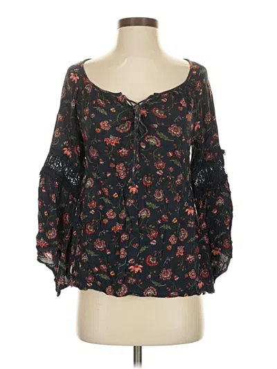 Pre-owned Hollister 3/4 Sleeve Blouse In Black