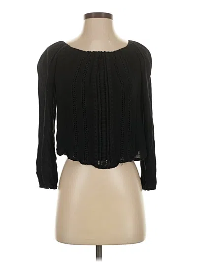 Pre-owned Hollister 3/4 Sleeve Blouse In Black
