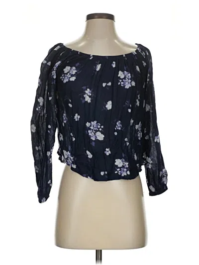 Pre-owned Hollister 3/4 Sleeve Blouse In Black