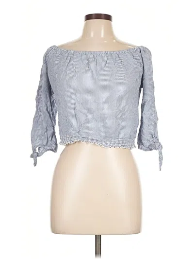 Pre-owned Hollister 3/4 Sleeve Blouse In Blue
