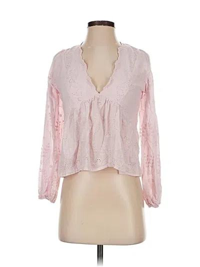 Pre-owned Hollister 3/4 Sleeve Blouse In Pink