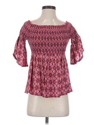 Pre-owned Hollister 3/4 Sleeve Blouse In Pink