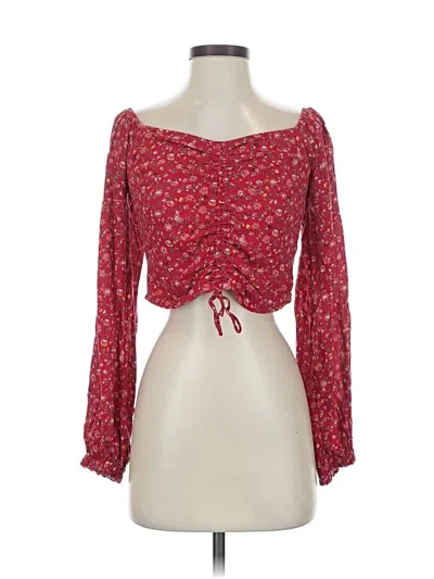 Pre-owned Hollister 3/4 Sleeve Blouse In Red