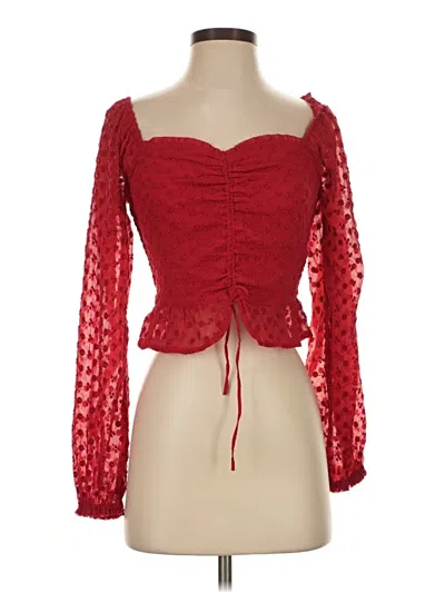 Pre-owned Hollister 3/4 Sleeve Blouse In Red