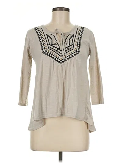 Pre-owned Hollister 3/4 Sleeve Blouse In Tan