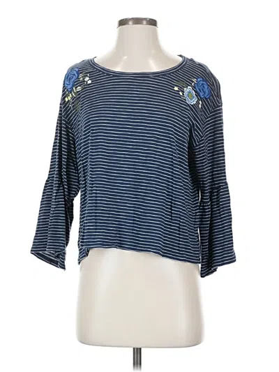 Pre-owned Hollister 3/4 Sleeve T-shirt In Blue