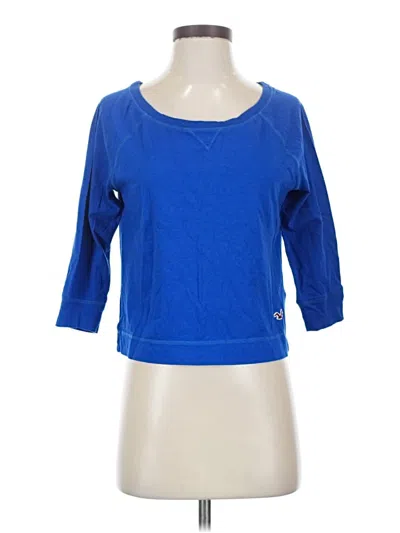 Pre-owned Hollister 3/4 Sleeve T-shirt In Blue