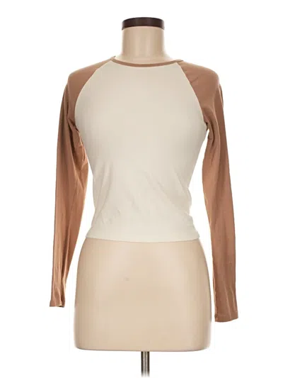 Pre-owned Hollister 3/4 Sleeve T-shirt In Brown