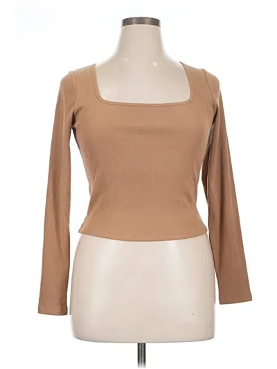 Pre-owned Hollister 3/4 Sleeve T-shirt In Tan
