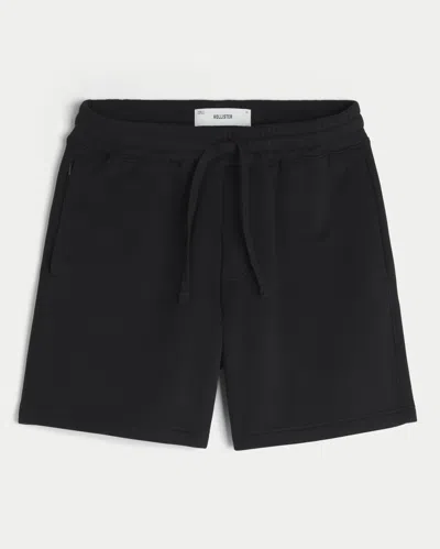 Hollister Above-the-knee Baggy Fleece Shorts In Black