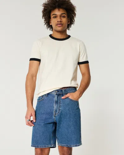 Hollister Above-the-knee Loose Denim Shorts In Blue