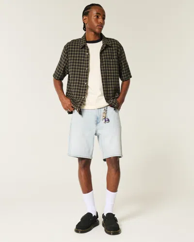 Hollister Above-the-knee Loose Denim Shorts In White