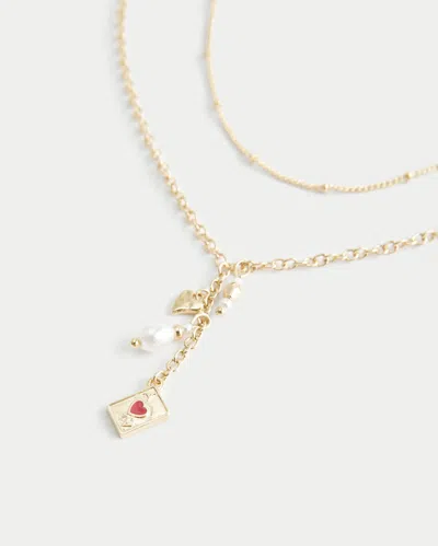 Hollister Ace Of Hearts Charm Necklace 2-pack In Gold 2 Pk