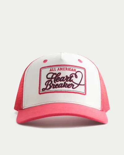 Hollister All American Heart Breaker Graphic Trucker Hat In Pink