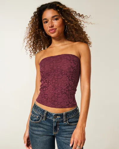 Hollister All-over Lace Tube Top In Purple