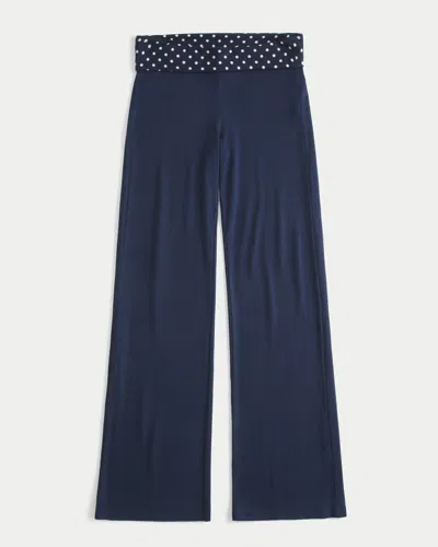 Hollister Always Cozy Foldover Flare Pants In Blue