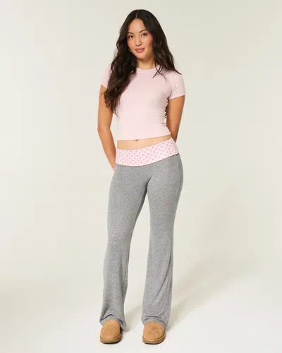 Hollister Always Cozy Foldover Flare Pants In Gray