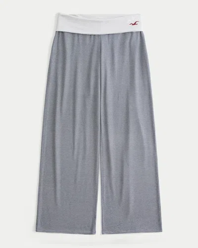 Hollister Always Cozy Foldover Waist Knit Wide-leg Pants In Blue