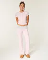 Hollister Always Cozy Knit Foldover Waist Flare Pants In Pink