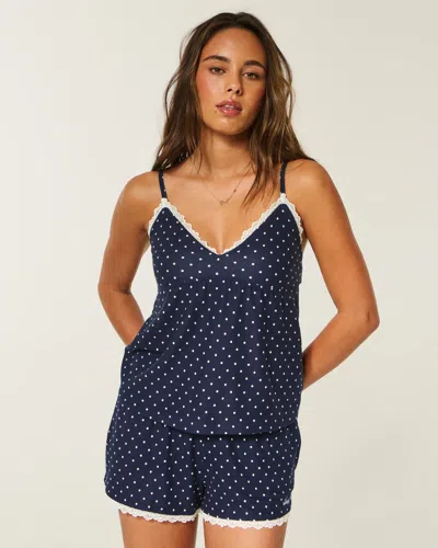 Hollister Always Cozy Lace Trim Babydoll Sleep Tank In Blue