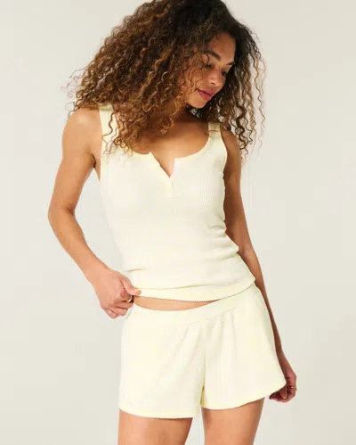 Hollister Always Cozy Logo Waist Boxer Shorts In Yellow