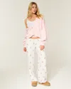 Hollister Always Cozy Pointelle Wide-leg Boxer Pants In White