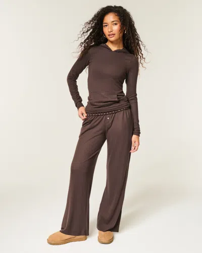 Hollister Always Cozy Wide-leg Pants In Brown