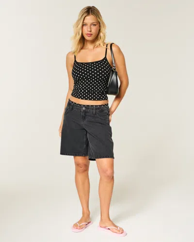 Hollister Andi Adjustable Ultra Low-rise Jean Shorts In Black