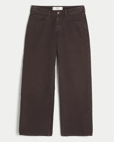 Hollister Andi Adjustable Waist Low-rise Dark Brown Baggy Jeans