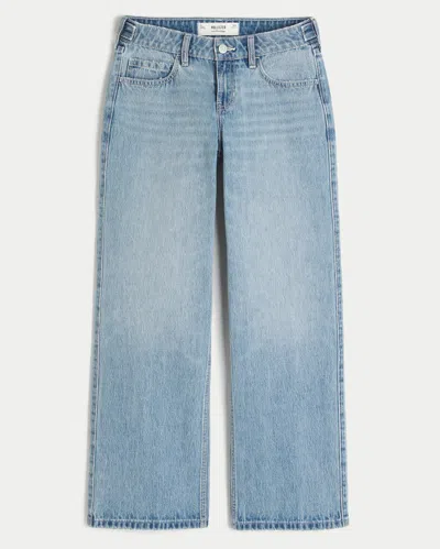 Hollister Andi Adjustable Waist Low-rise Light Wash Baggy Jeans In Gold