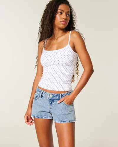 Hollister Andi Adjustable Waist Mini Jean Shorts In White