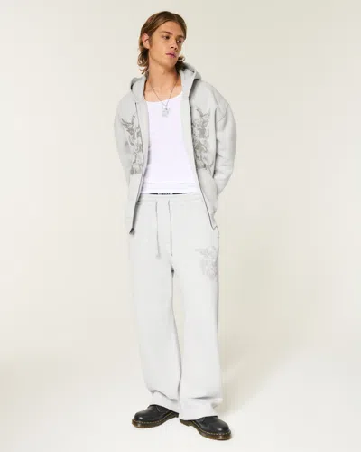 Hollister Angel Graphic Super Baggy Sweatpants In Gray