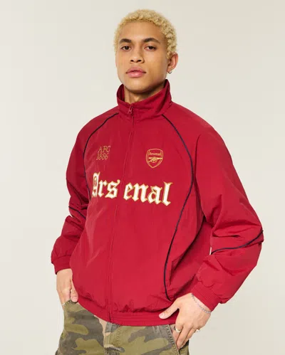 Hollister Arsenal F.c. Graphic Mock-neck Jacket In Red