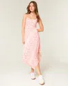Hollister Asymmetrical Hem Midi Dress In Pink