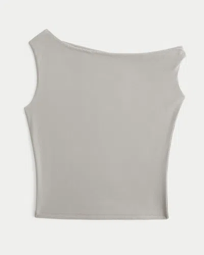 Hollister Asymmetrical Off-the-shoulder Top In Gray