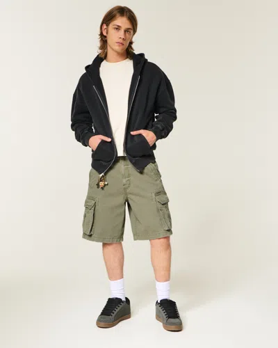 Hollister At-the-knee Baggy Cargo Shorts In Green