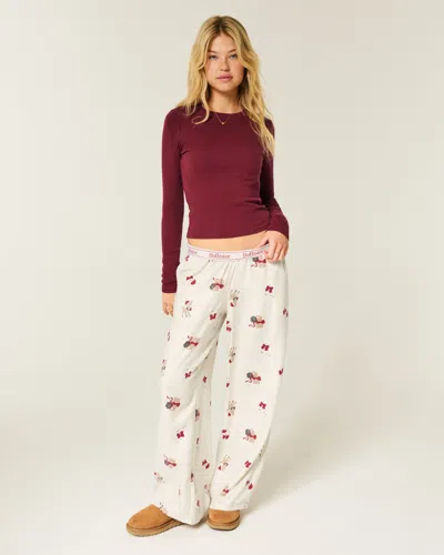 Hollister Baggy Flannel Pants In White