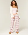 Hollister Baggy Flannel Pants In Pink